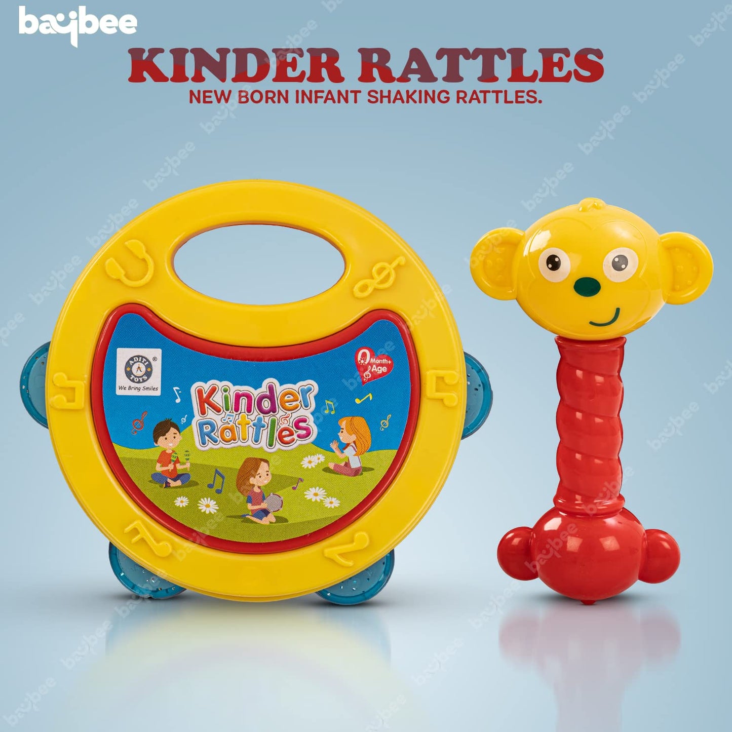 Baybee Pack of 2 Baby Toys Rattles Set with Smooth Edges for Babies.