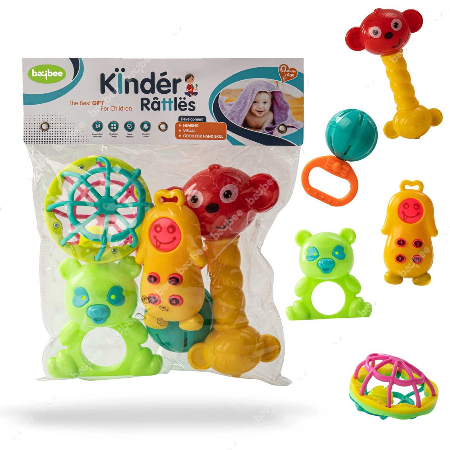 Baybee 5 Pcs Baby Toys Rattles Set for Babies