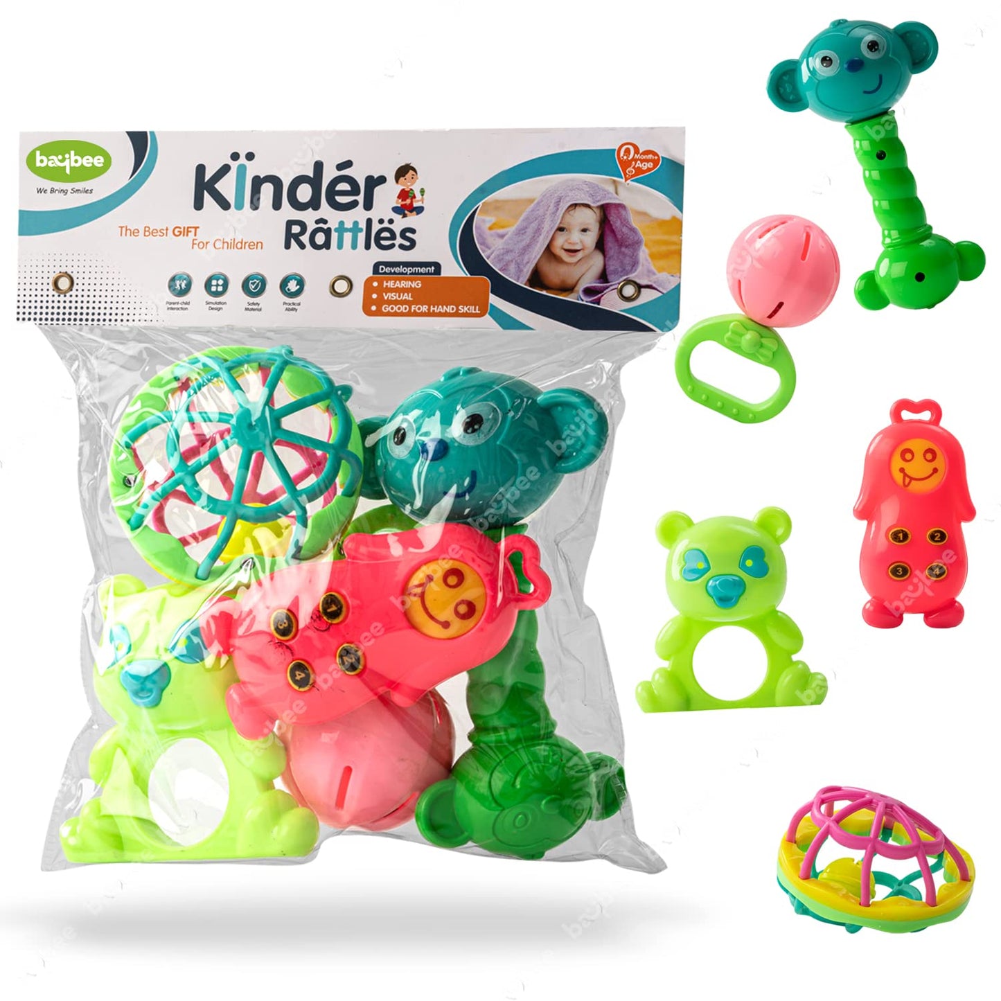 Baybee 5 Pcs Baby Toys Rattles Set for Babies