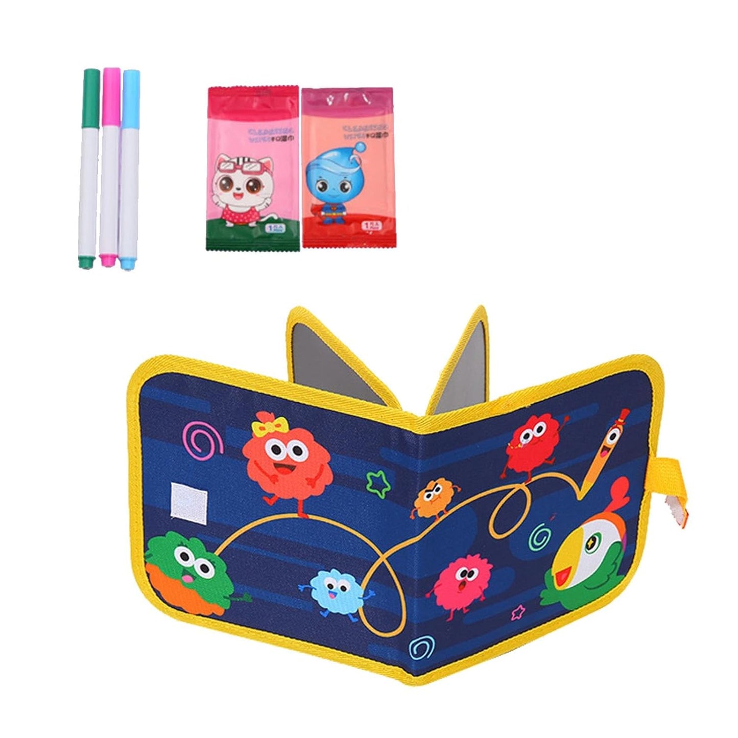 Erasable Drawing Book 3 Coloured Pen 2 Wet Wipe - EKSS0199