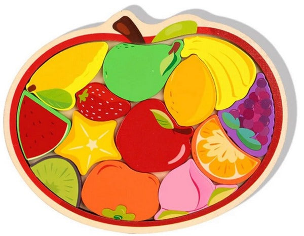 Wooden Fruits Chunkey Apple Tary - EKT3056