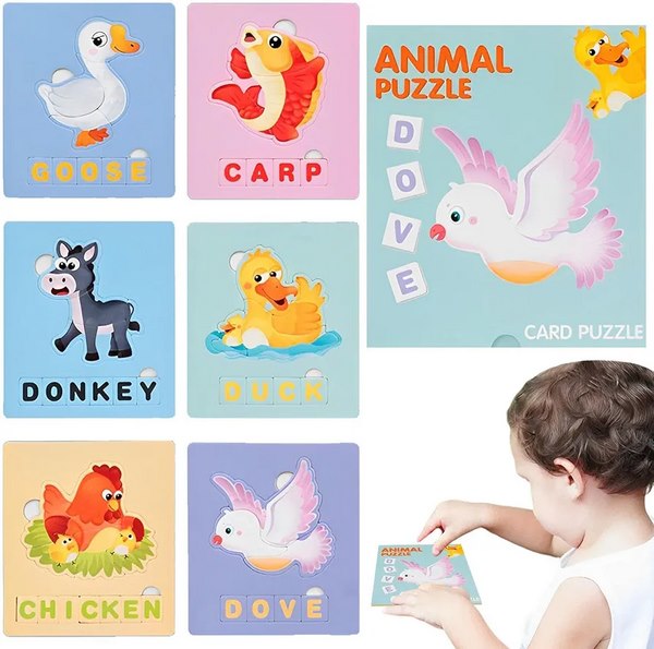 Extrokids 6 In 1 Card Puzzle Animals - EKT3158