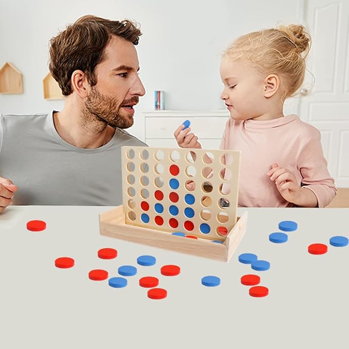 Wooden Connect 4 Game – Classic Strategy Game for Kids & Families