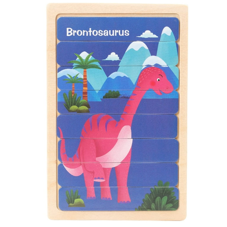 Wooden Double Sided 8Pc Stick Puzzle Dino - EKT3399