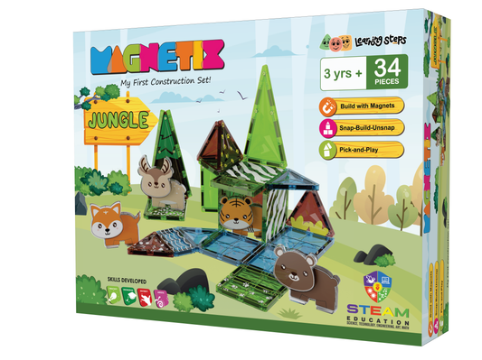 Magnetix Construction Set Jungle Theme 34 Pieces - EKT3654