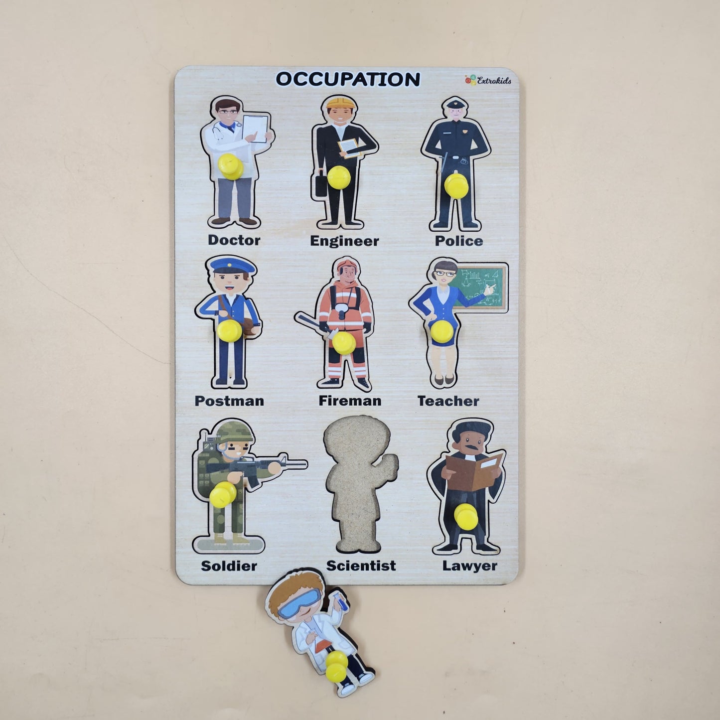 Extrokids Wooden Occupation Peg Board For Kids - EKW0291