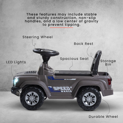 Baybee Push Ride on Baby Jeep for Kids Toys with LED Light & Storage Bin