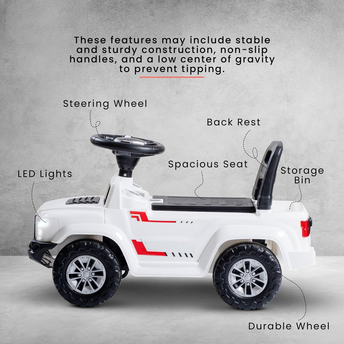 Baybee Push Ride on Baby Jeep for Kids Toys with LED Light & Storage Bin