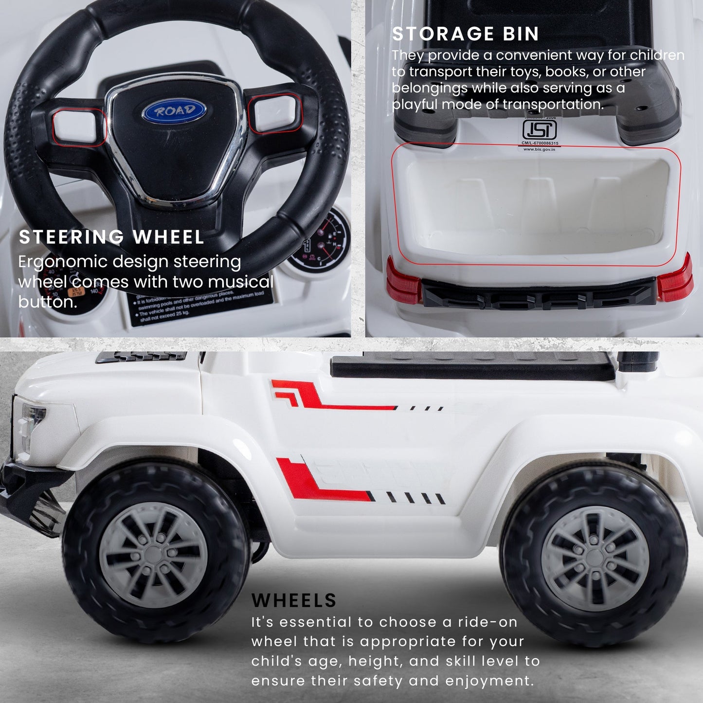 Baybee Push Ride on Baby Jeep for Kids Toys with LED Light & Storage Bin