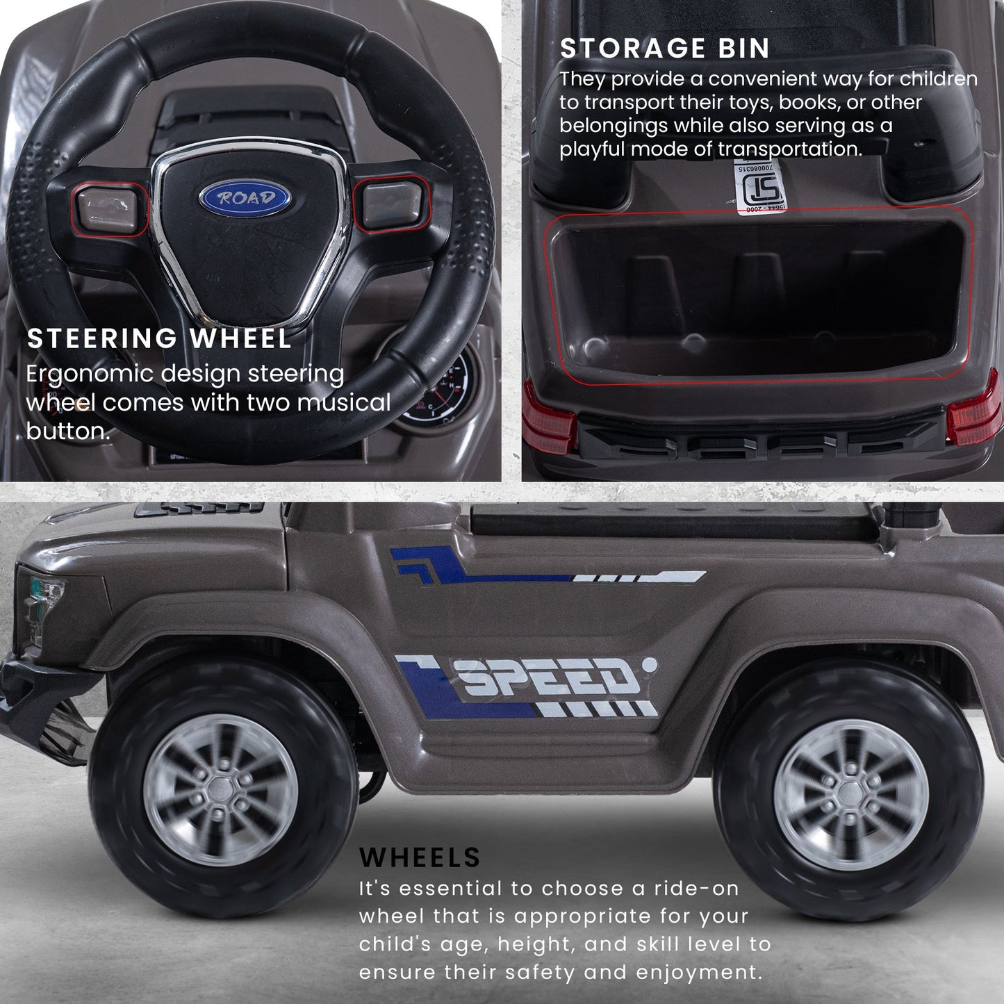 Baybee Push Ride on Baby Jeep for Kids Toys with LED Light & Storage Bin