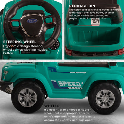 Baybee Push Ride on Baby Jeep for Kids Toys with LED Light & Storage Bin