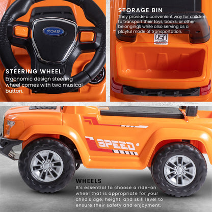 Baybee Push Ride on Baby Jeep for Kids Toys with LED Light & Storage Bin