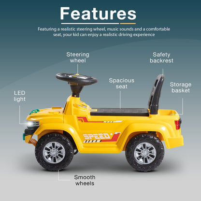 Baybee Speedy Baby Ride on Car for Kids, Push Ride on Toy With Led Light