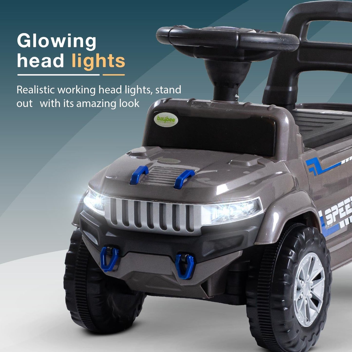 Baybee Speedy Baby Ride on Car for Kids, Push Ride on Toy With Led Light