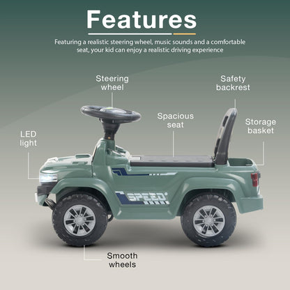 Baybee Speedy Baby Ride on Car for Kids, Push Ride on Toy With Led Light