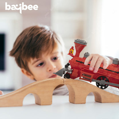 Baybee Steam Engine Train Toys for Kids, Pull and Go Train Toy with Light