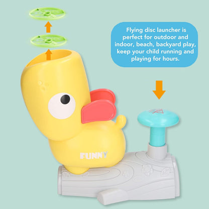 Spinning & Battling Tops - Flying Disc Launcher Toy for Kids Flying Saucer Machine Step on Kids Toys with 8 Flying Discs 2 Catch Net Eye Protection Tools Outdoor Backyard Games for Children an