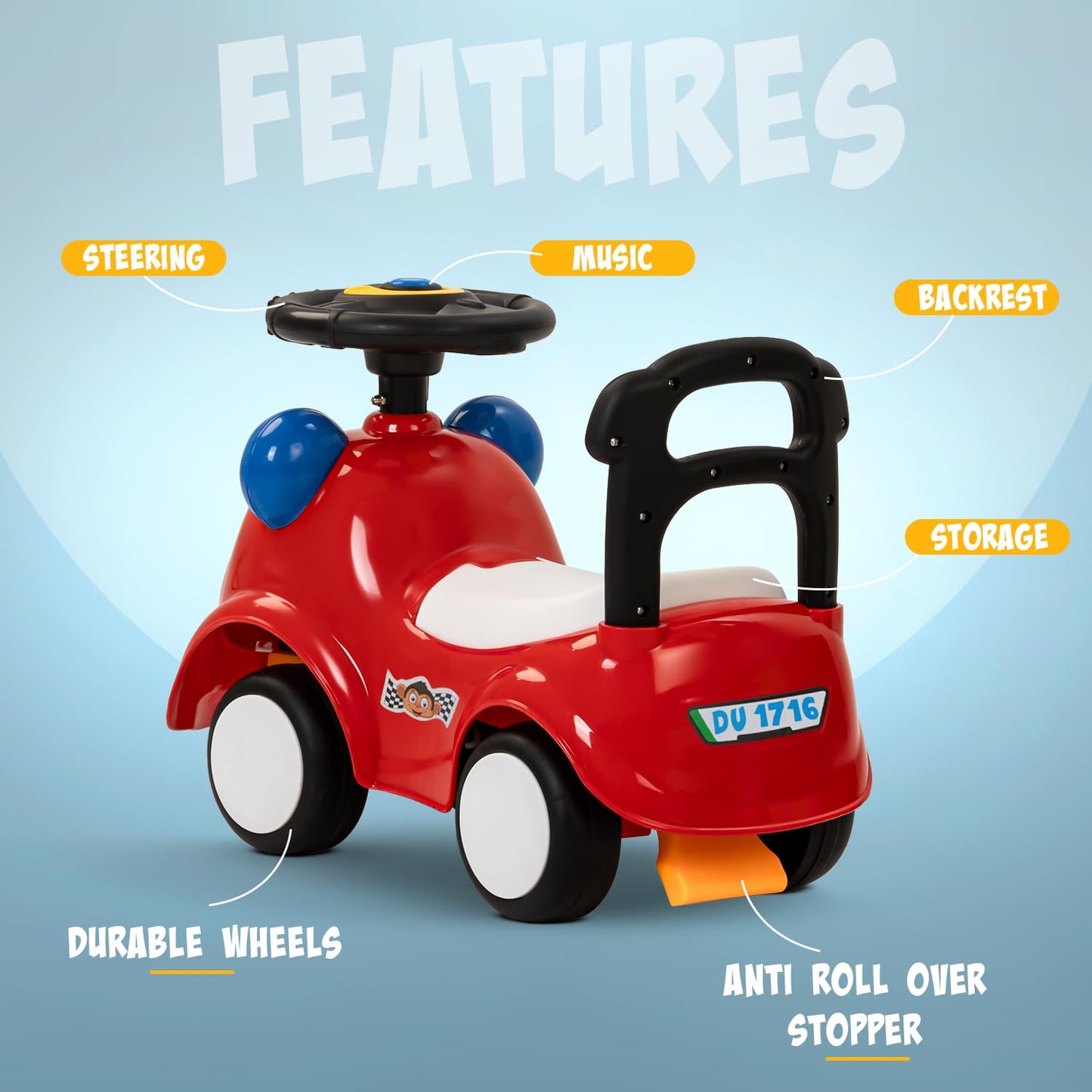 Baybee Snappy Baby Ride on Cars for Kids Indoor Push Ride on Car