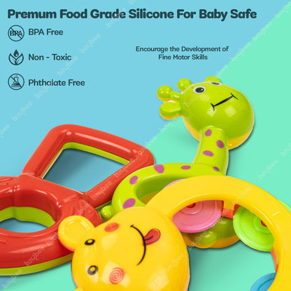 Baybee Baby Rattles Toys Set for Babies, Non-Toxic Rattle Teether Set with Smooth Edges.