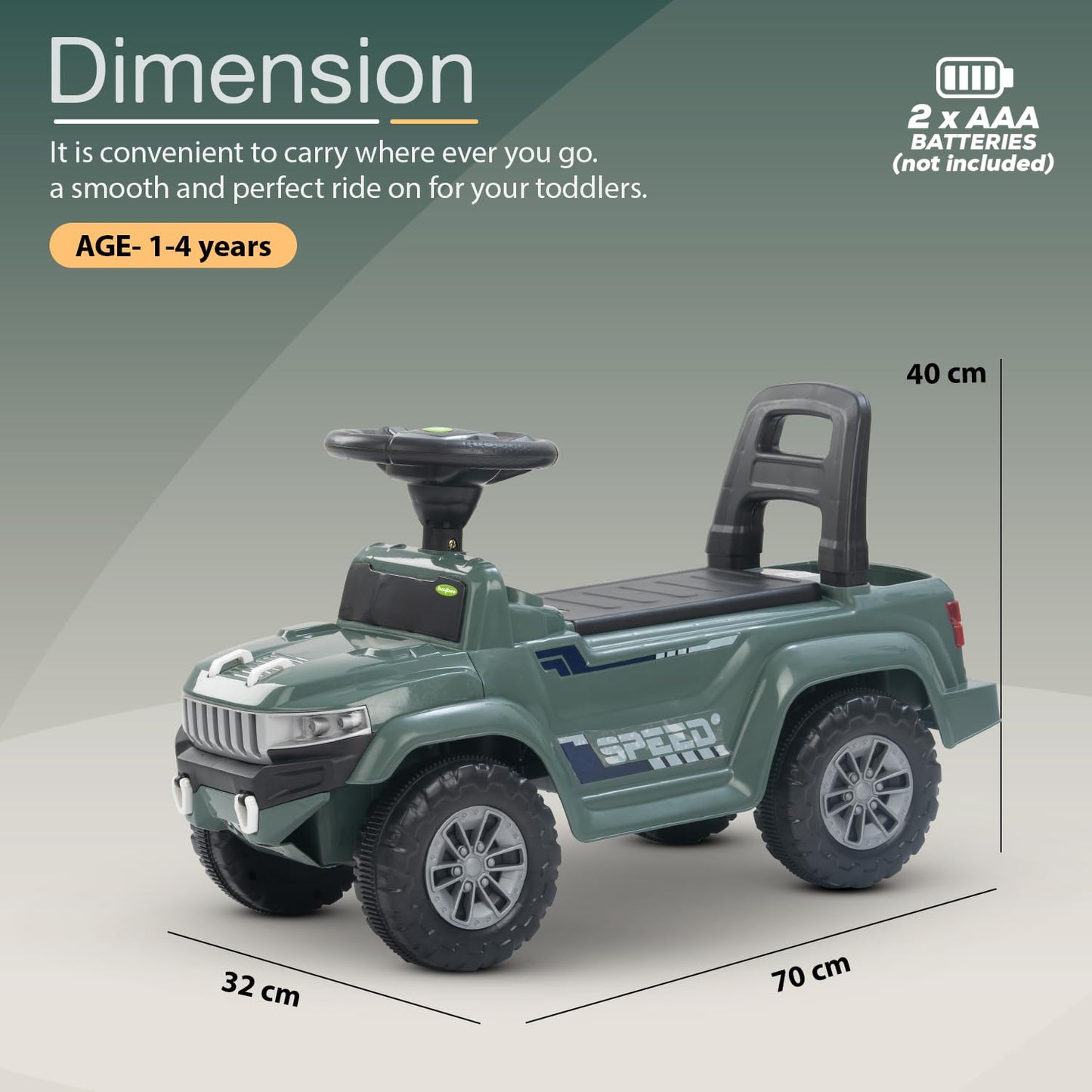 Baybee Speedy Baby Ride on Car for Kids, Push Ride on Toy With Led Light