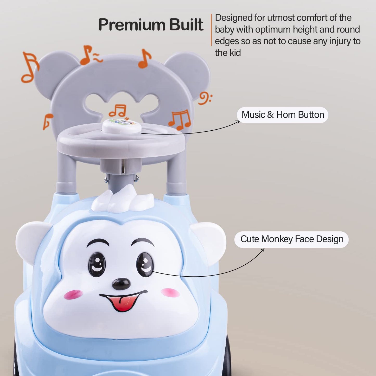 Baybee Monkey Baby Ride on Car Suitable for Boys & Girls