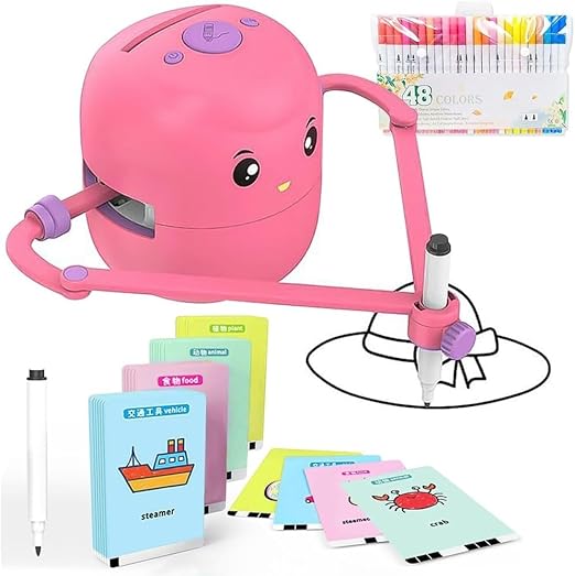 Drumstone (𝗦𝗽𝗲𝗰𝗶𝗮𝗹 𝟱 𝗬𝗲𝗮𝗿𝘀 𝗪𝗮𝗿𝗿𝗮𝗻𝘁𝘆 Magic Drawing Robot for Kids – Fun, Interactive Robot with Drawing Cards for Creative Skills, Hand-Eye Coordination, Writing, and Drawing
