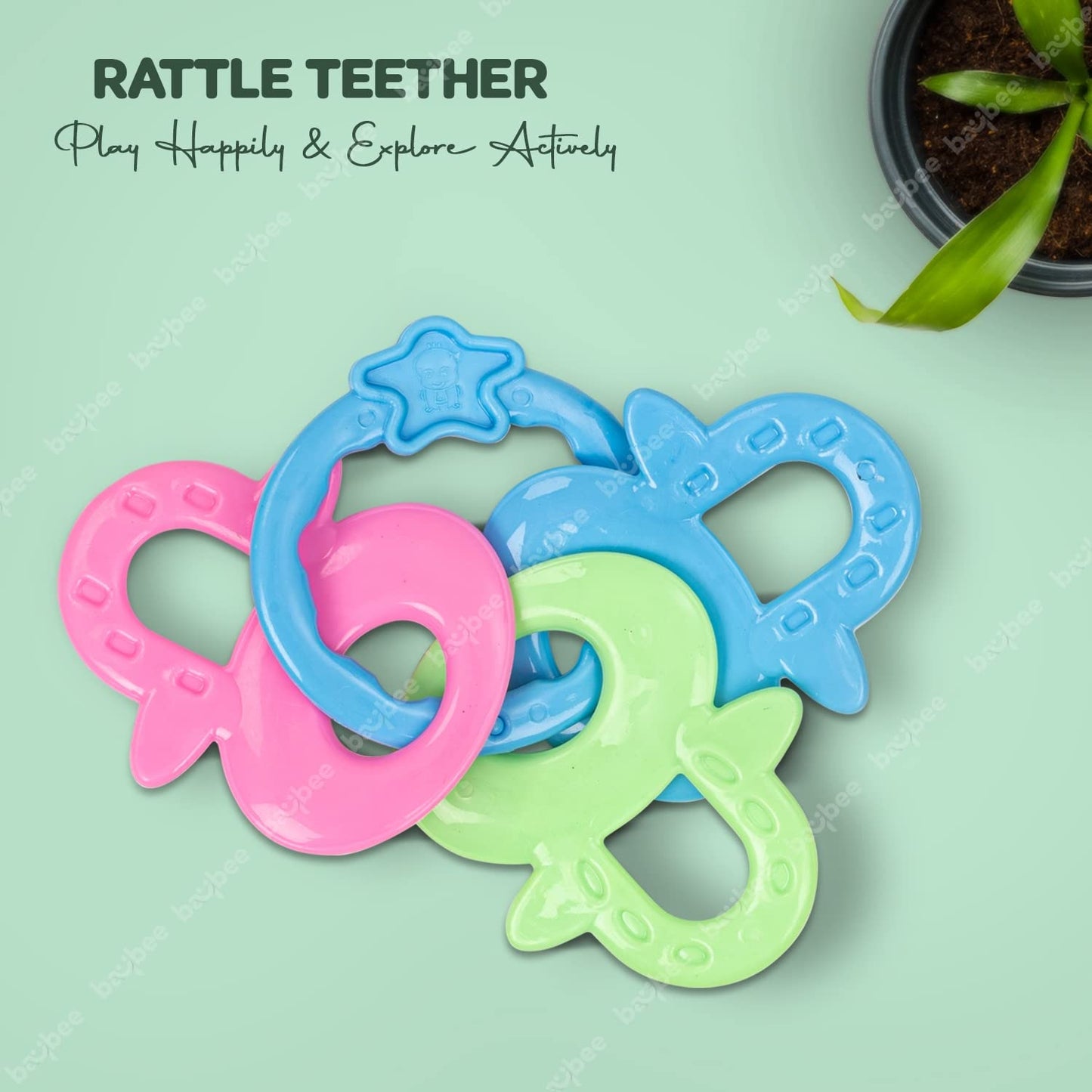 Baybee Baby Rattles Toys Set for Babies, Non-Toxic Rattle Teether Set with Smooth Edges.