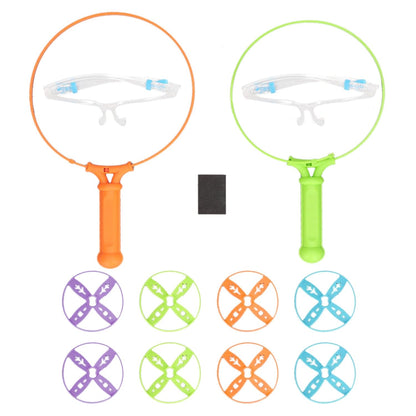 Spinning & Battling Tops - Flying Disc Launcher Toy for Kids Flying Saucer Machine Step on Kids Toys with 8 Flying Discs 2 Catch Net Eye Protection Tools Outdoor Backyard Games for Children an