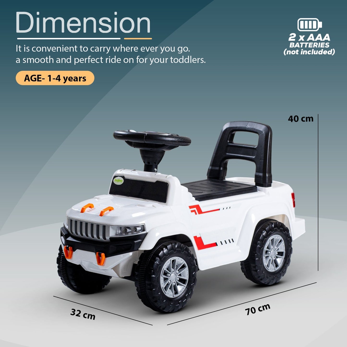 Baybee Speedy Baby Ride on Car for Kids, Push Ride on Toy With Led Light