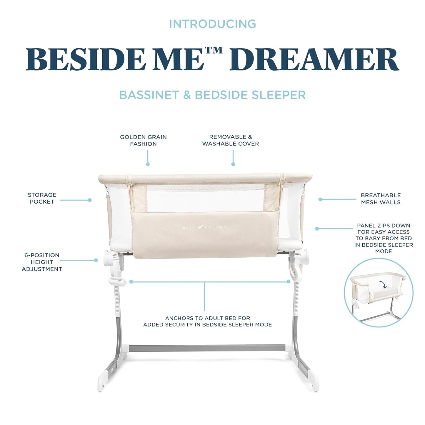 Baby Delight Beside Me Dreamer Summit Extra Tall Bassinet & Bedside Sleeper