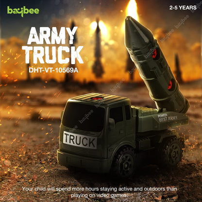 BAYBEE Friction Powered Push and Go Military Truck Toys for Kids