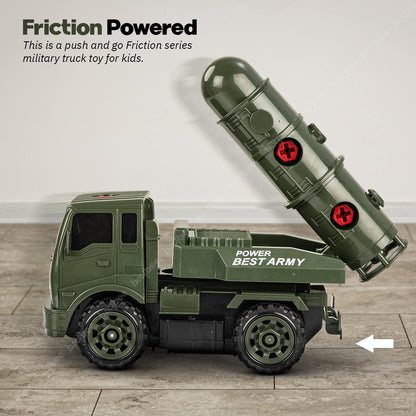 BAYBEE Friction Powered Push and Go Military Truck Toys for Kids