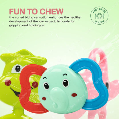 Baybee 5 Pcs Non-Toxic Baby Rattles Teether Set for Babies with Smooth Edges