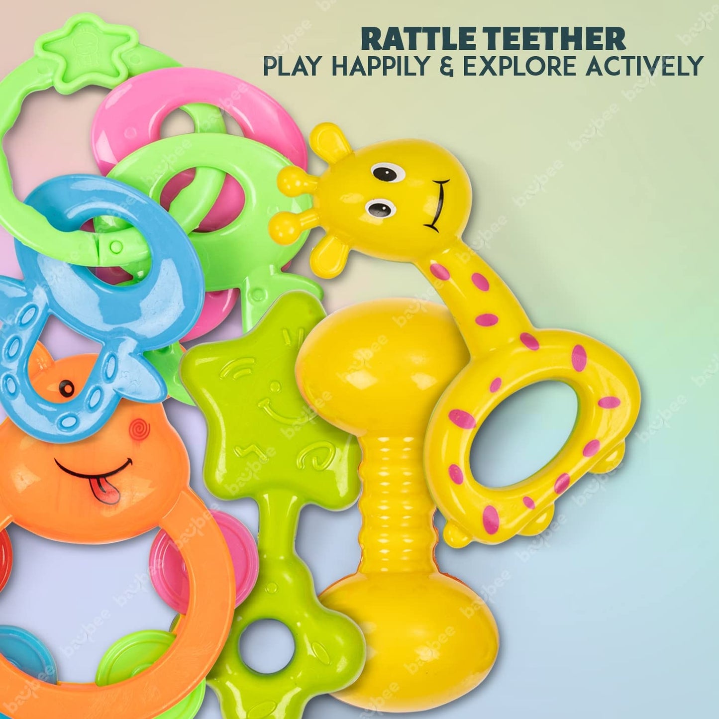 Baybee 5 Pcs Baby Rattles Teether Toys Set for Babies