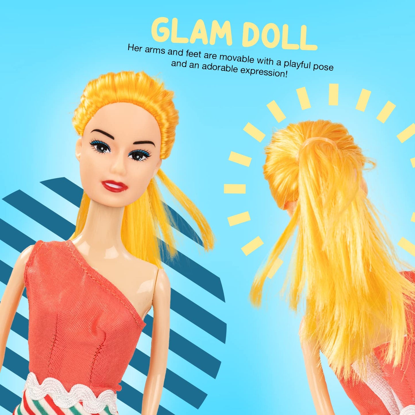 BAYBEE Little Princess Doll for Girls Dressup Toys Girls Doll Set Foldable Hands & Legs Girl Doll with Fashion Accessories Doll House Kids playset