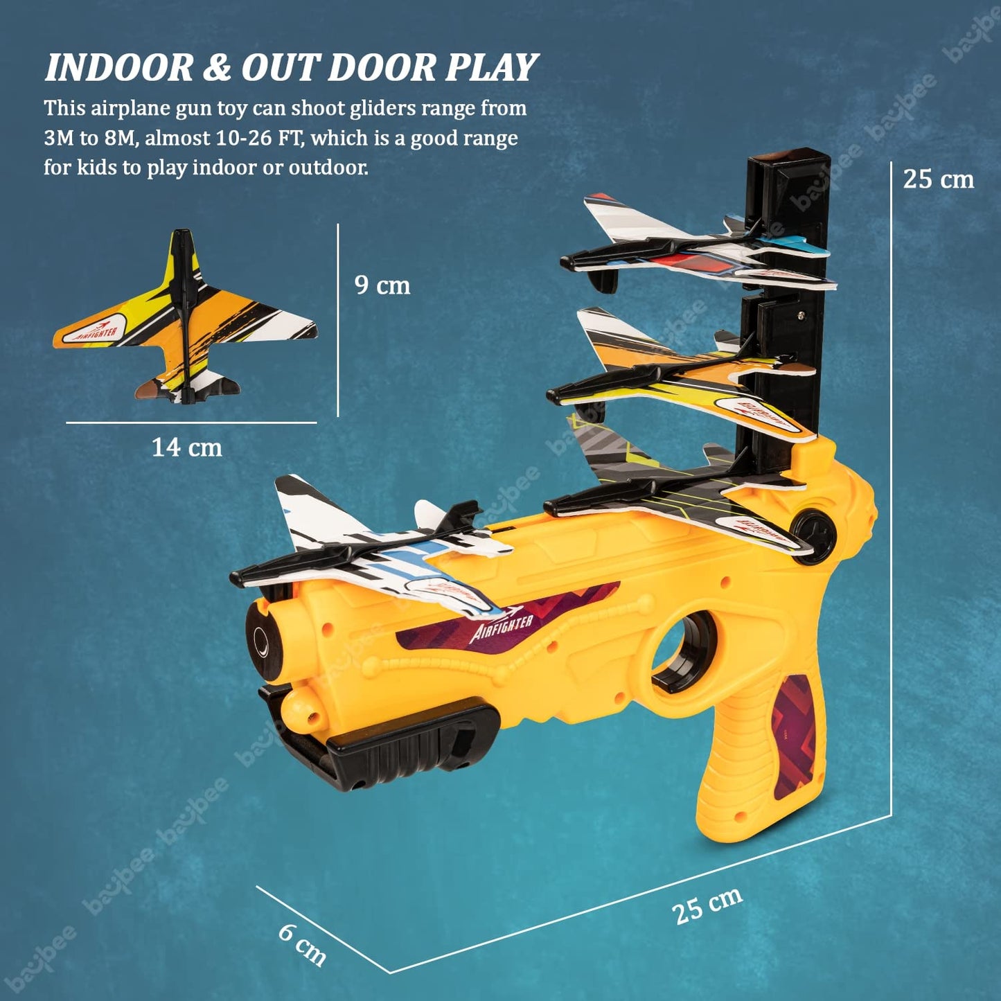 Baybee Airplane Launcher Toy Catapult Plane Gun with Foam Aircrafts Glider for Kids
