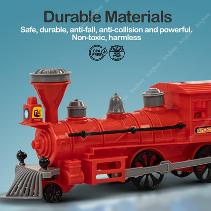 Baybee Steam Engine Train Toys for Kids, Pull and Go Train Toy with Light