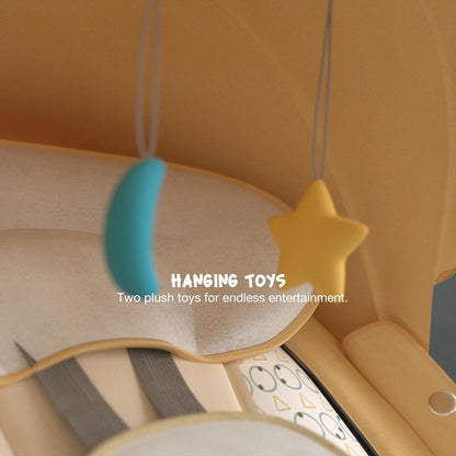 BAYBEE Lullabies Automatic Electric Baby Swing Cradle for Baby with Adjustable Swing Speed, Recline, Remote | Baby Rocker with Mosquito Net, Safety Belt, Music, & Toys | Swing for Baby (Yellow)