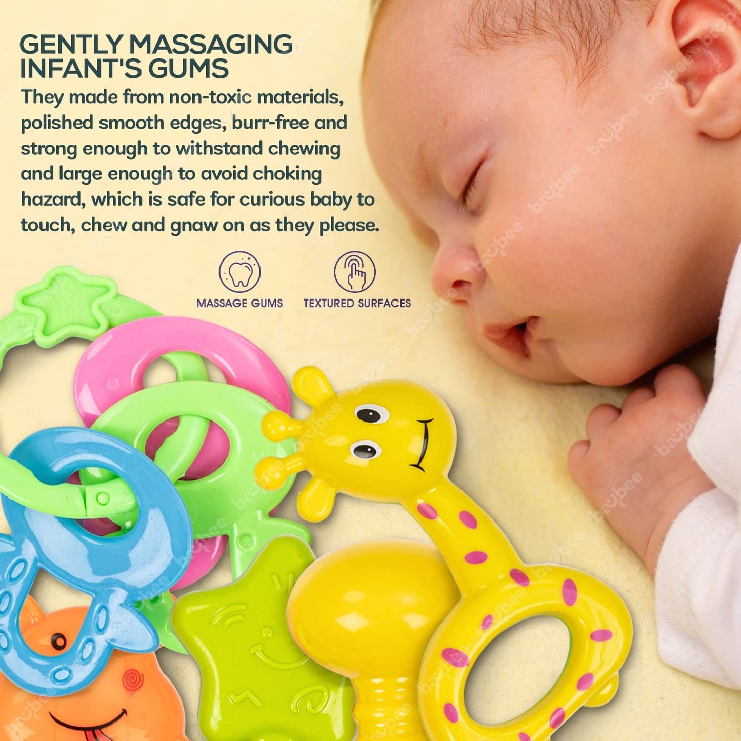 Baybee 5 Pcs Baby Rattles Teether Toys Set for Babies