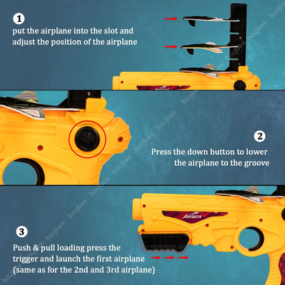 Baybee Airplane Launcher Toy Catapult Plane Gun with Foam Aircrafts Glider for Kids