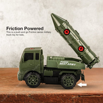 BAYBEE Friction Powered Push and Go Military Truck Toys for Kids