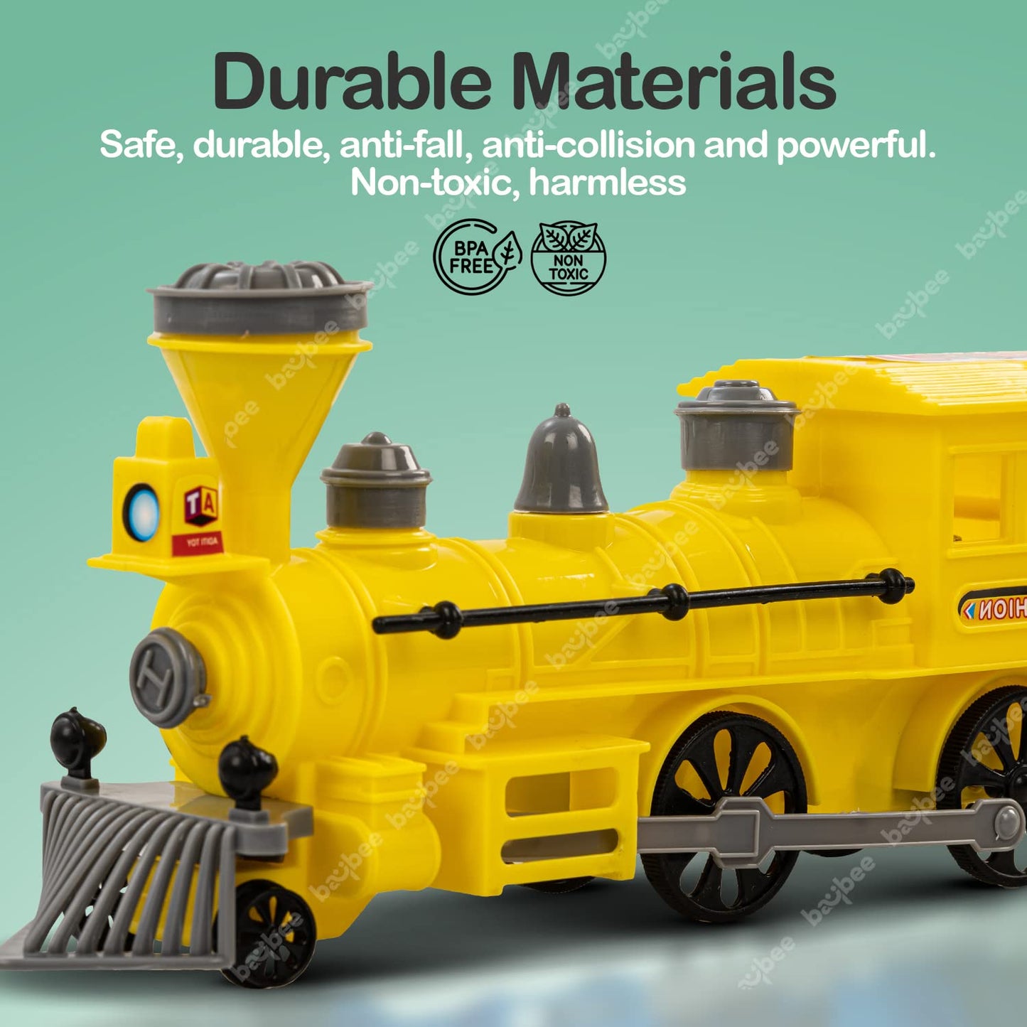 Baybee Steam Engine Train Toys for Kids, Pull and Go Train Toy with Light