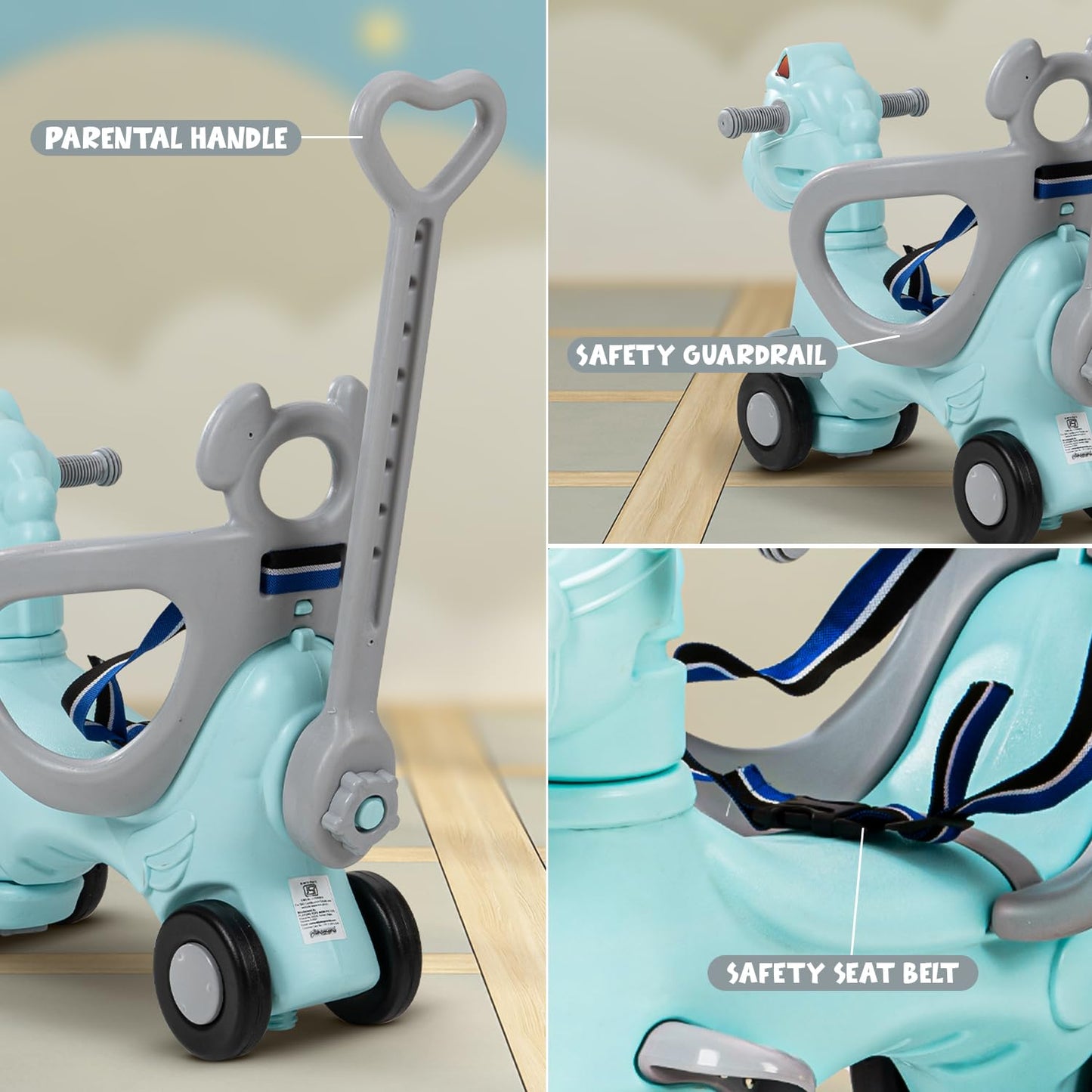 Baybee 3 in 1 Baby Horse Rider Kids Ride On Car for Kids