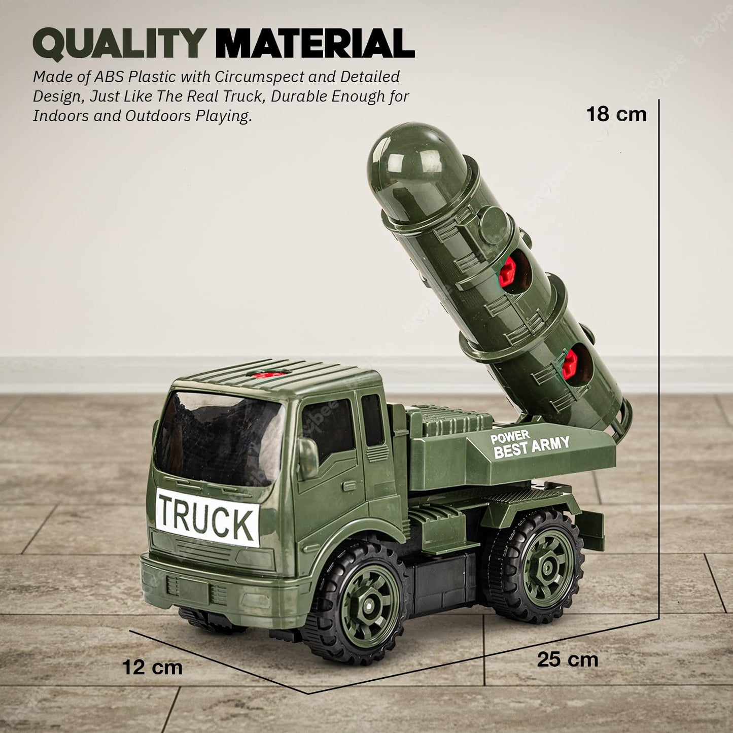 BAYBEE Friction Powered Push and Go Military Truck Toys for Kids