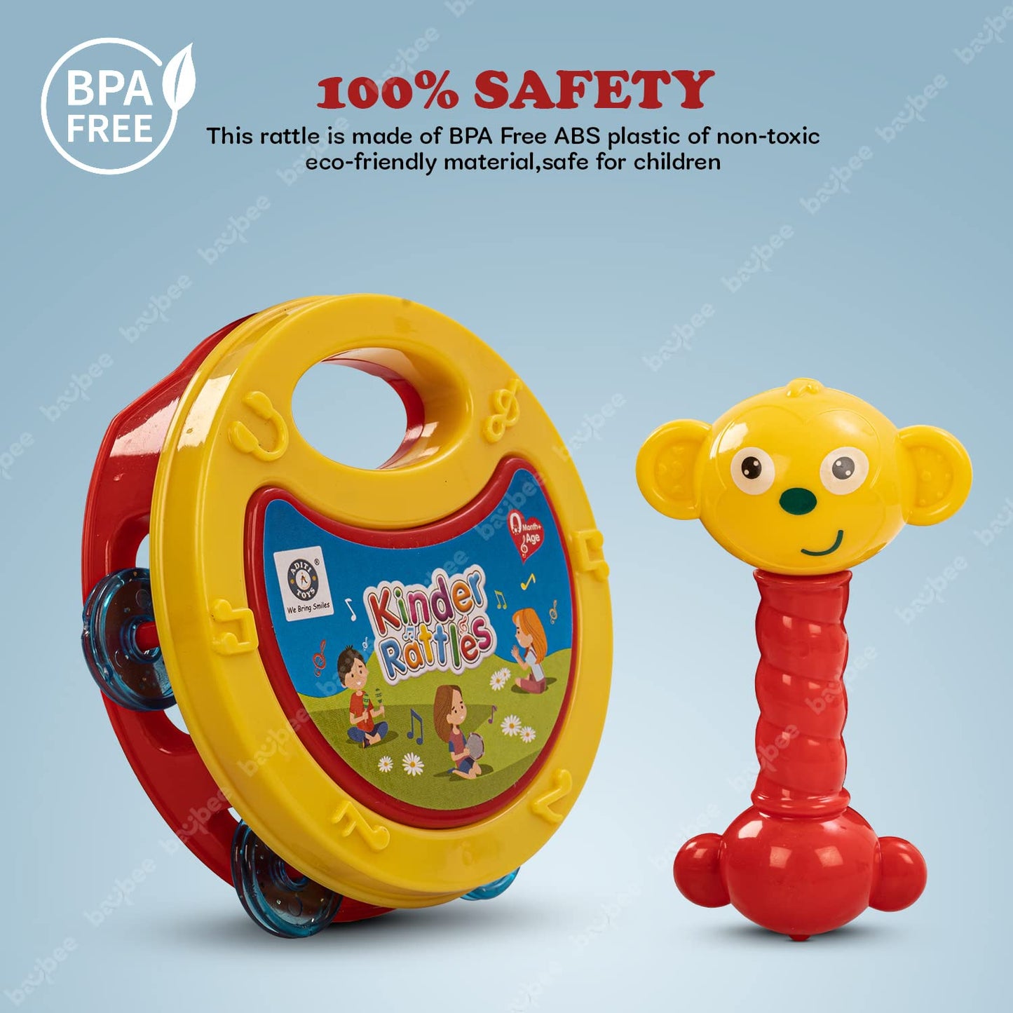 Baybee Pack of 2 Baby Toys Rattles Set with Smooth Edges for Babies.