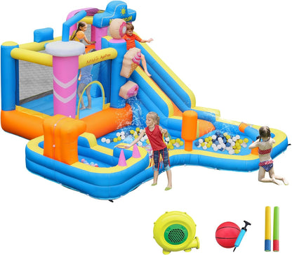 Inflatable Bounce House for Kids 2-15 with Double Slide Ice Cream Theme