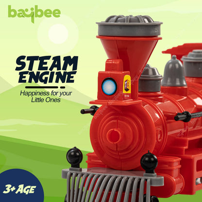 Baybee Steam Engine Train Toys for Kids, Pull and Go Train Toy with Light
