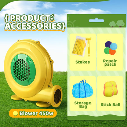 Inflatable Bounce House for Kids with Blower, Bouncy Jumping Castle with Slide, Large Bounce Area Cute Theme Thick and Durable for Outdoor Indoor Play