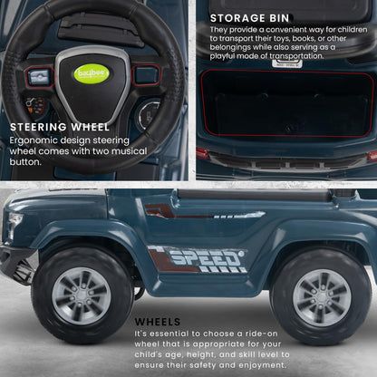 Baybee Push Ride on Baby Jeep for Kids Toys with LED Light & Storage Bin