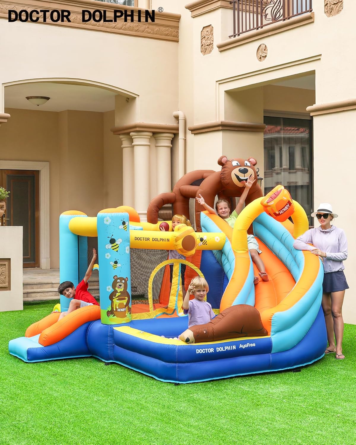 Inflatable Bounce House for Kids Fun, Double Slide Jumping Inflatable Bouncer Blow Up Toddler Bouncy House with Blower Use for Indoor & Outdoor